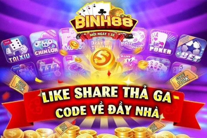 Binh88 [Event] Like share thả ga - Code về đầy nhà - Game Bài Slot